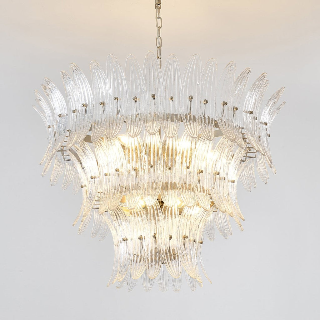 Aurora Chandelier Murano Glass Palmette Leaf Tiered