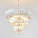 Aurora Chandelier Murano Glass Palmette Leaf Tiered