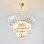 Aurora Chandelier Murano Glass Palmette Leaf Tiered