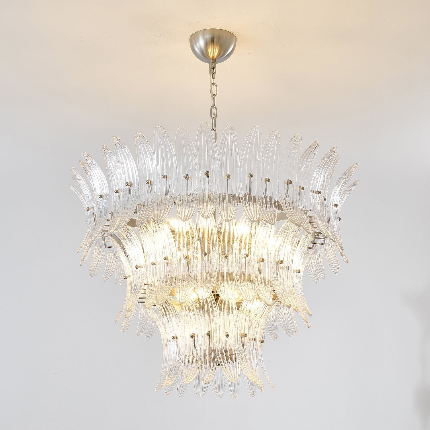 Aurora Chandelier Murano Glass Palmette Leaf Tiered