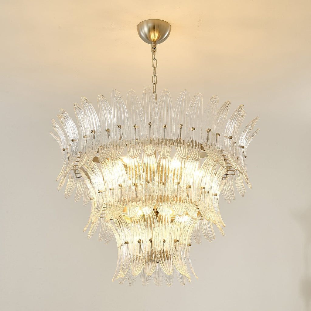 Aurora Chandelier Murano Glass Palmette Leaf Tiered