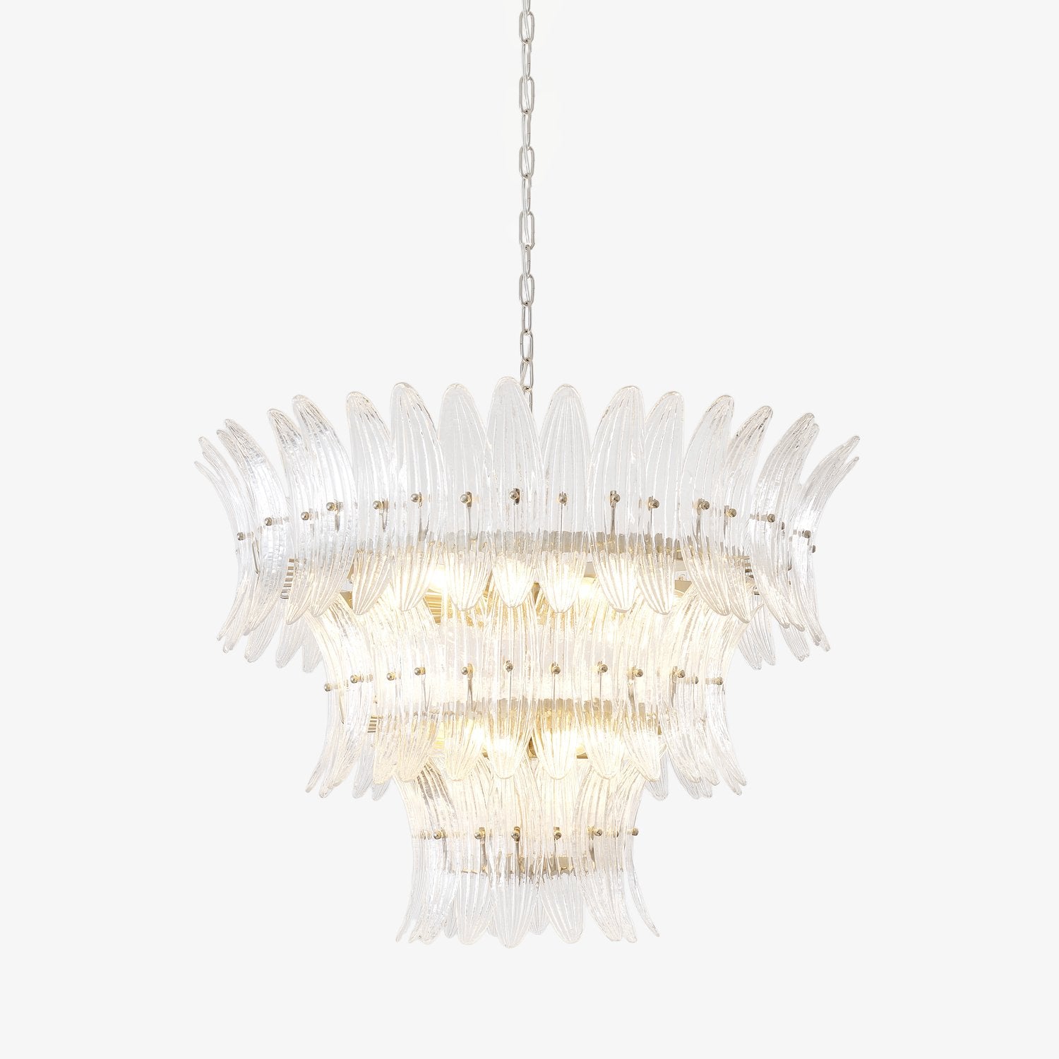 Aurora Chandelier Murano Glass Palmette Leaf Tiered