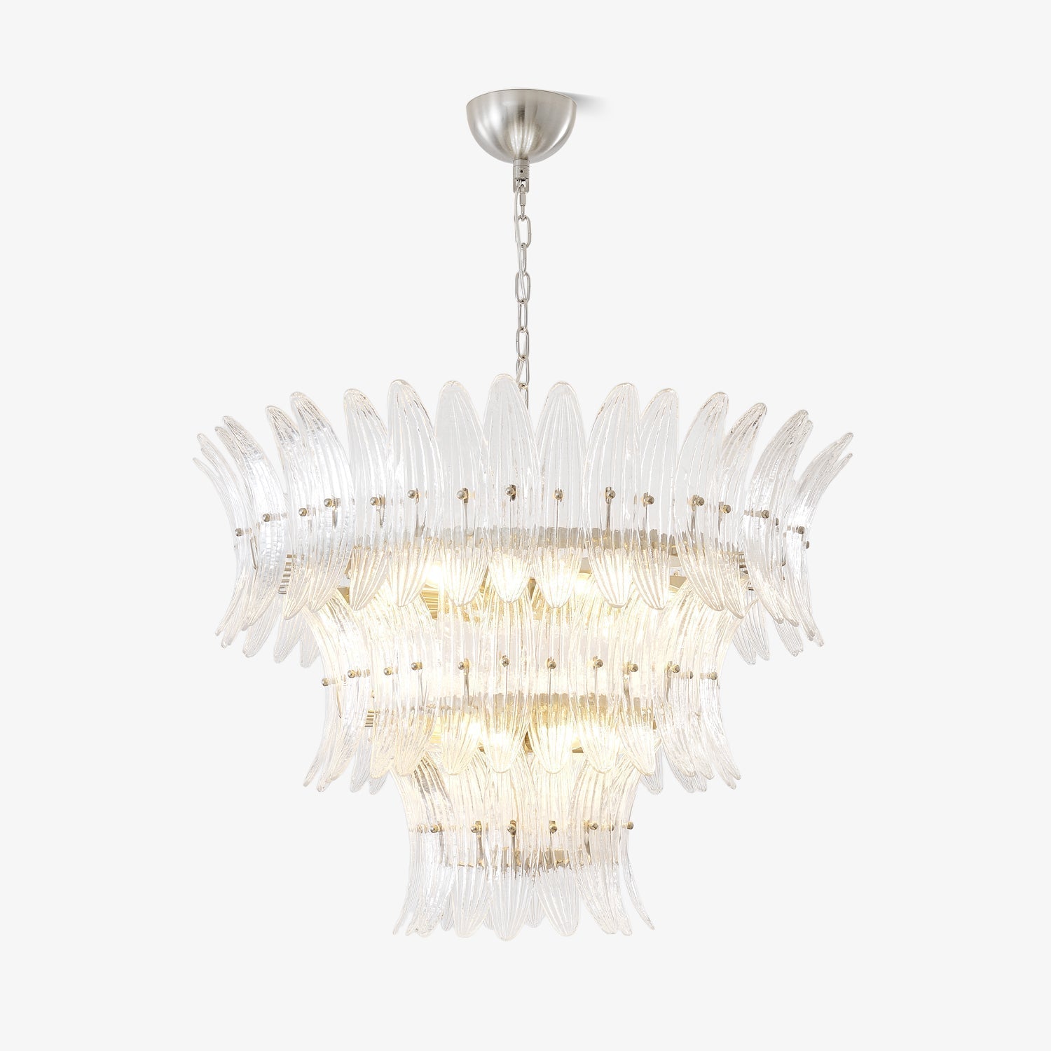 Aurora Chandelier Murano Glass Palmette Leaf Tiered