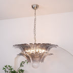 Aurora Chandelier Palmette Clear Murano Glass Leaf Layered