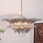 Aurora Chandelier Palmette Clear Murano Glass Leaf Layered