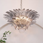 Aurora Chandelier Palmette Clear Murano Glass Leaf Layered