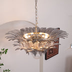 Aurora Chandelier Palmette Clear Murano Glass Leaf Layered