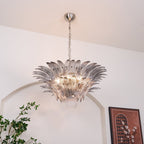 Aurora Chandelier Palmette Clear Murano Glass Leaf Layered