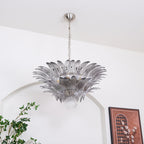 Aurora Chandelier Palmette Clear Murano Glass Leaf Layered