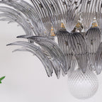 Aurora Chandelier Palmette Clear Murano Glass Leaf Layered