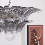 Aurora Chandelier Palmette Clear Murano Glass Leaf Layered