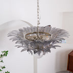 Aurora Chandelier Palmette Clear Murano Glass Leaf Layered