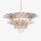 Aurora Chandelier Palmette Clear Murano Glass Leaf Layered