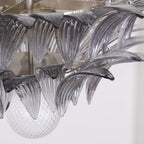 Aurora Chandelier Palmette Clear Murano Glass Leaf Layered