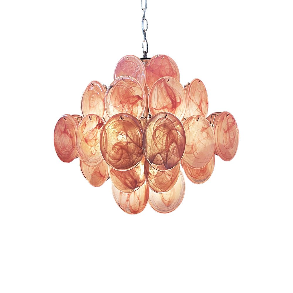 Aurora Chandelier Pink Disc Layered Artisanal