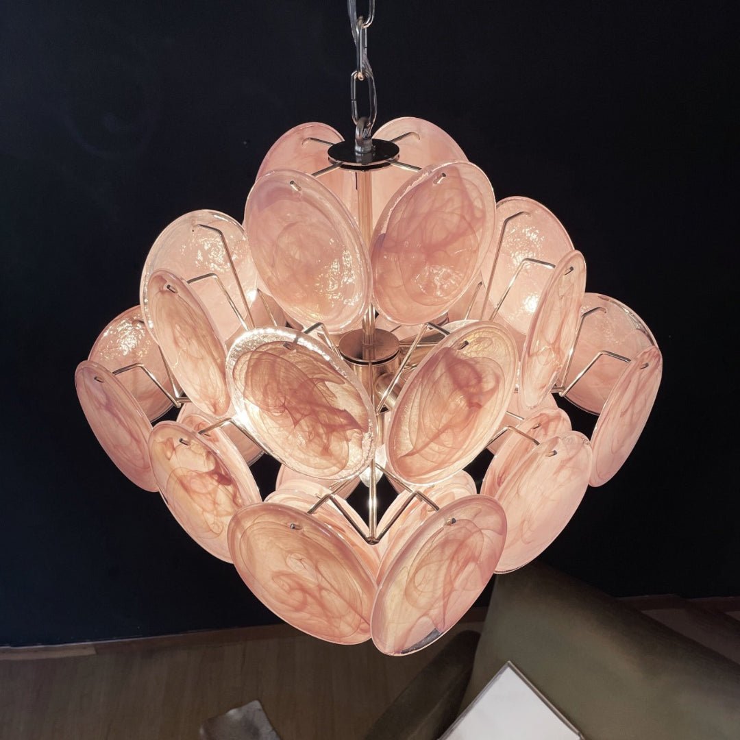 Aurora Chandelier Pink Disc Layered Artisanal