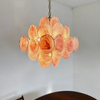 Aurora Chandelier Pink Disc Layered Artisanal