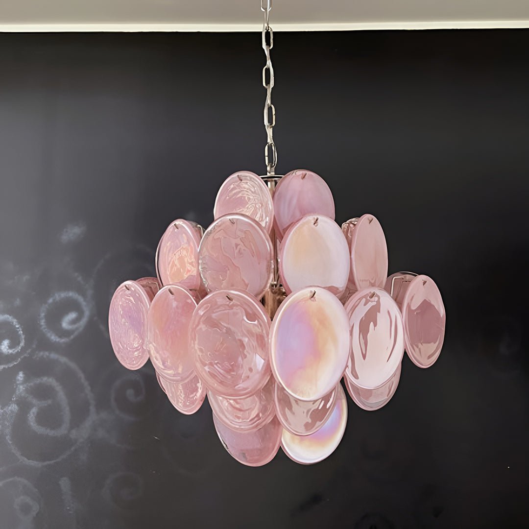 Aurora Chandelier Pink Disc Layered Artisanal