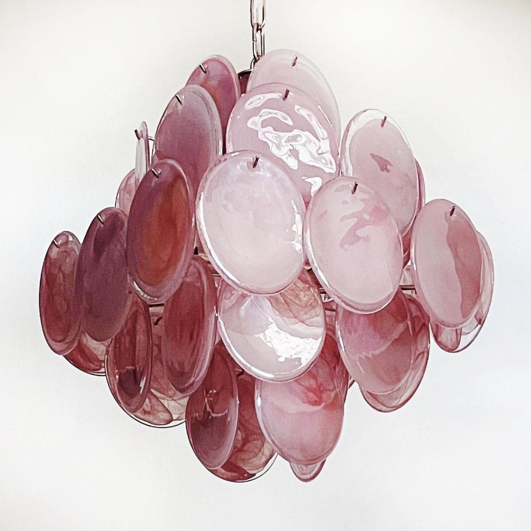 Aurora Chandelier Pink Disc Layered Artisanal