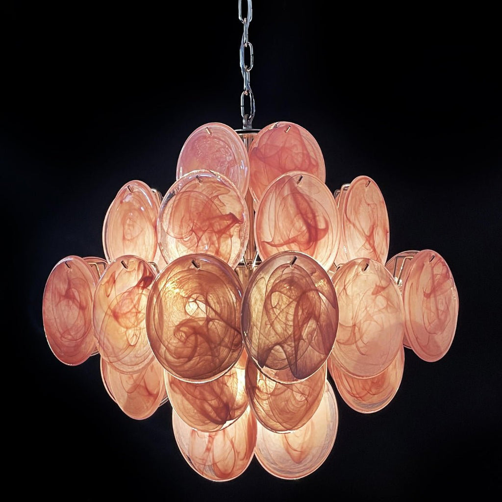 Aurora Chandelier Pink Disc Layered Artisanal
