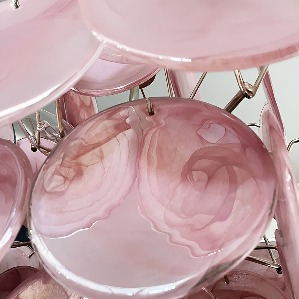 Aurora Chandelier Pink Disc Layered Artisanal