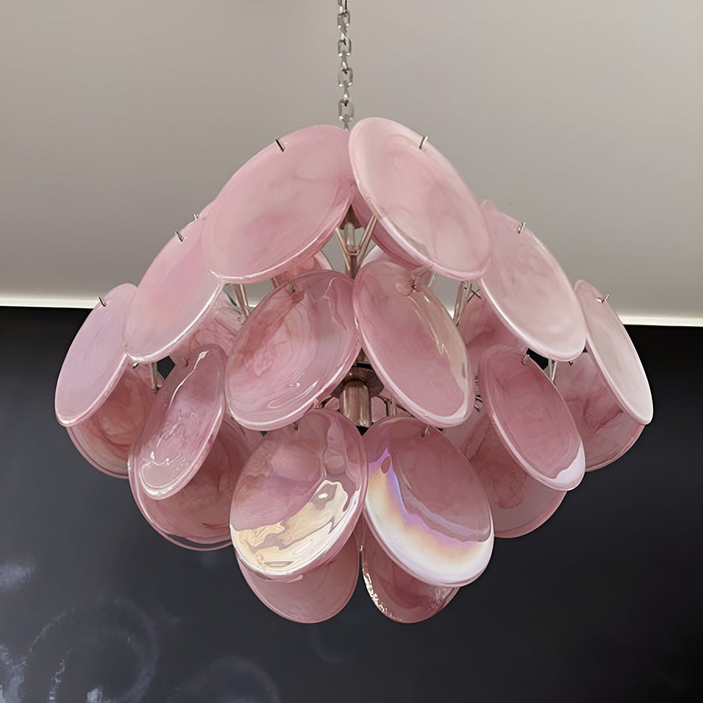 Aurora Chandelier Pink Disc Layered Artisanal