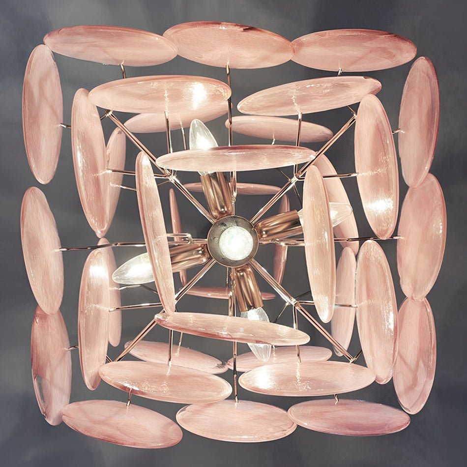 Aurora Chandelier Pink Disc Layered Artisanal