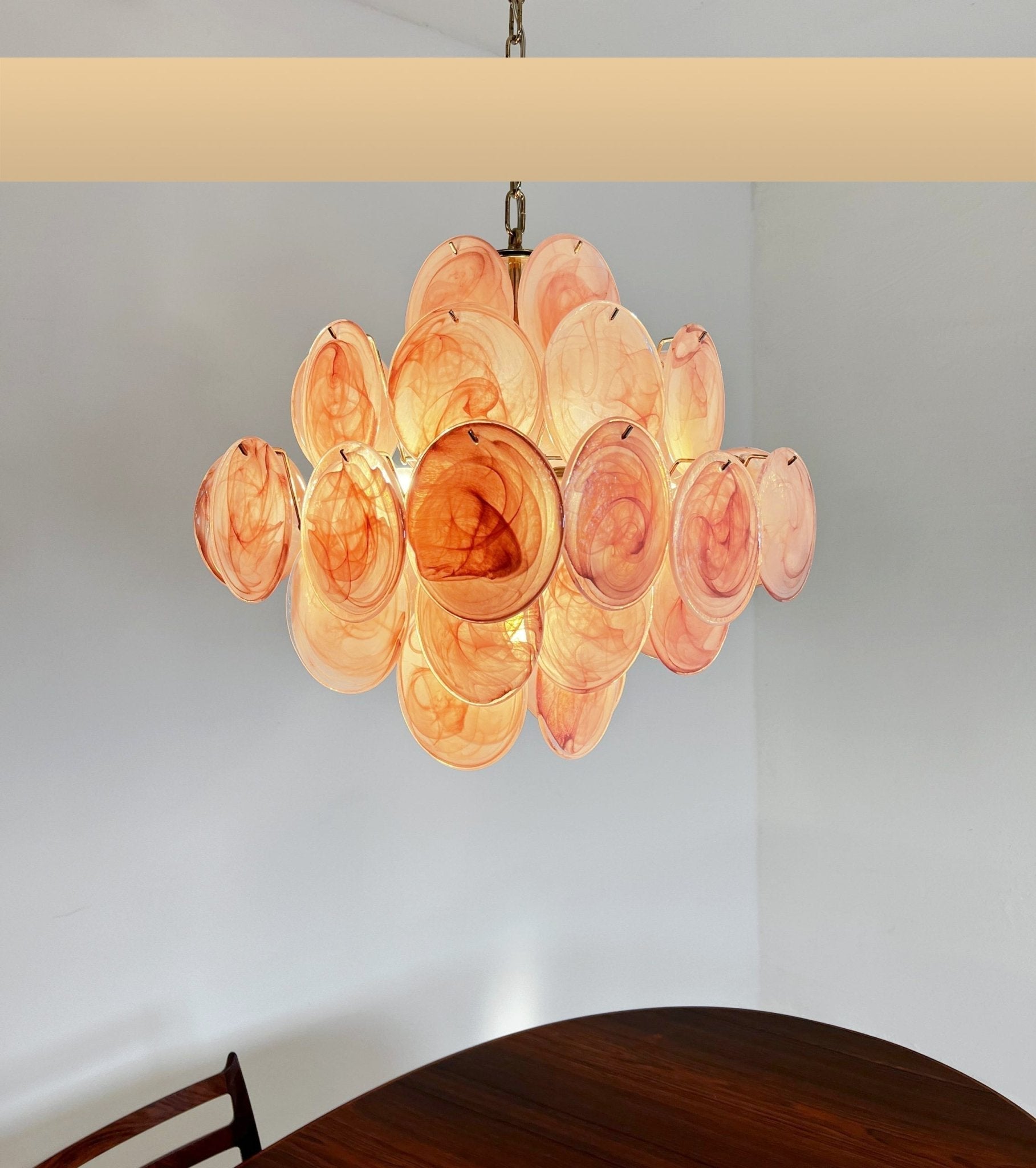 Aurora Chandelier Pink Disc Layered Artisanal