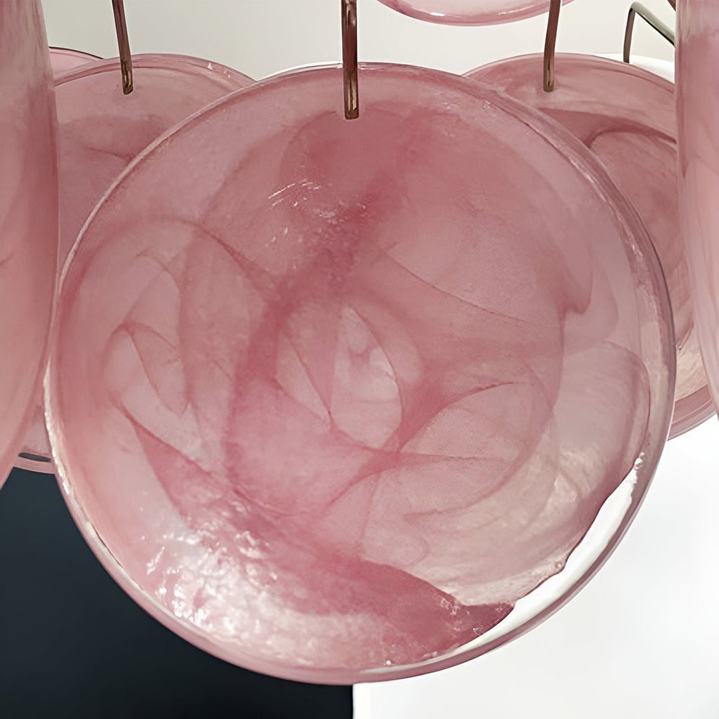Aurora Chandelier Pink Disc Layered Artisanal