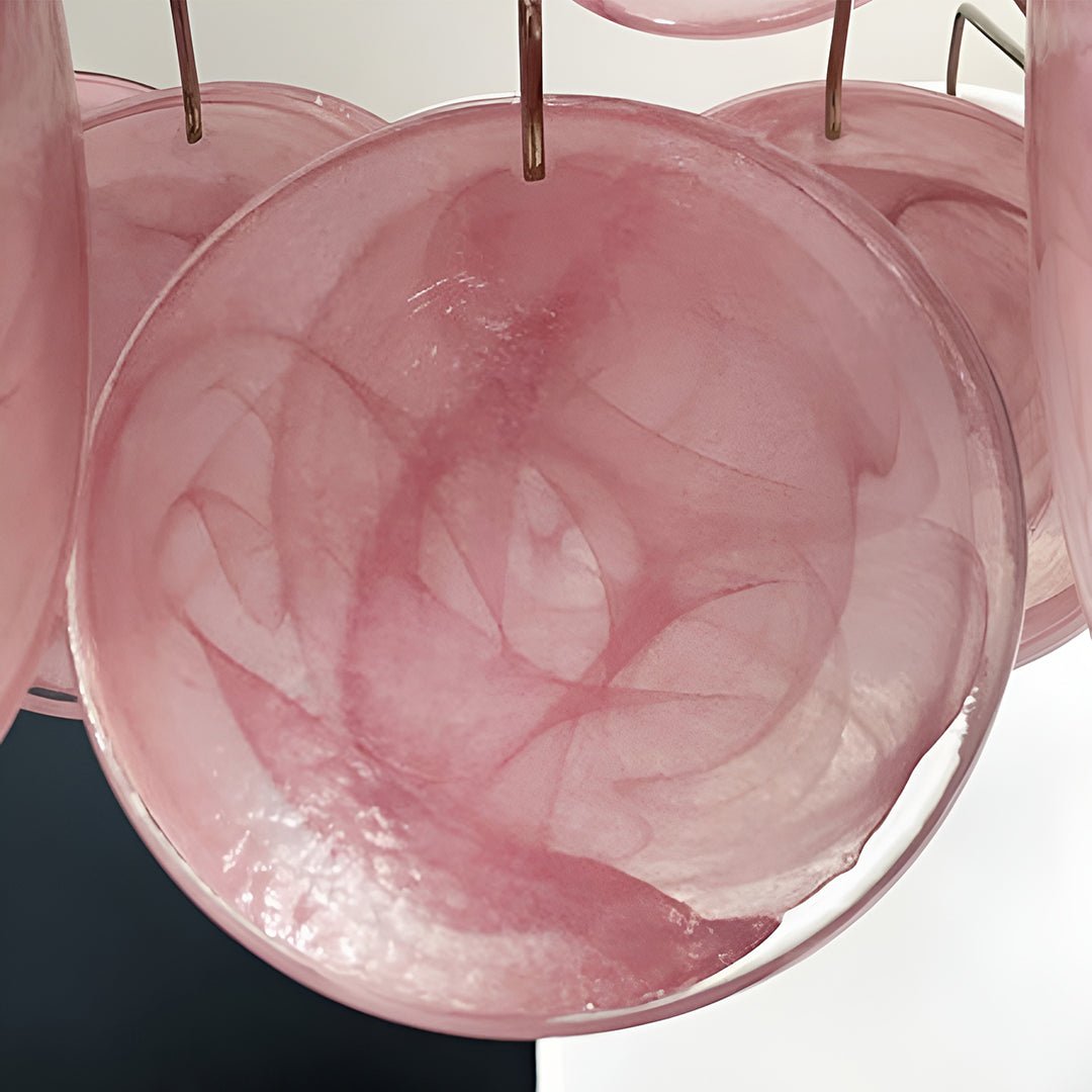 Aurora Chandelier Pink Disc Layered Artisanal