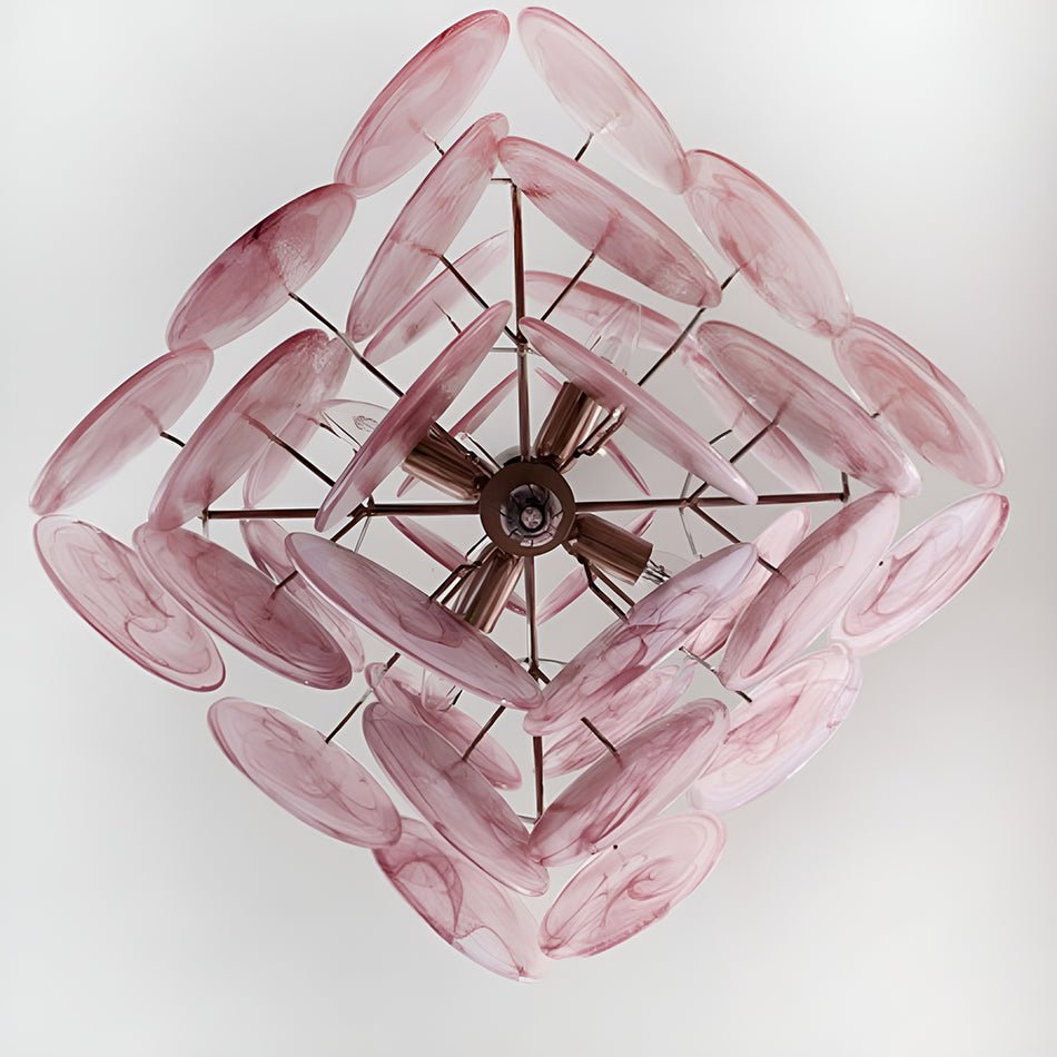 Aurora Chandelier Pink Disc Layered Artisanal