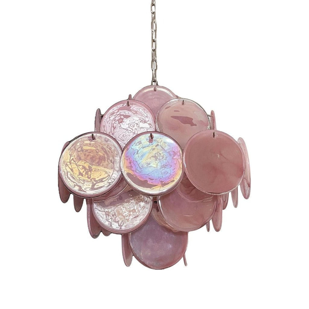 Aurora Chandelier Pink Disc Layered Artisanal