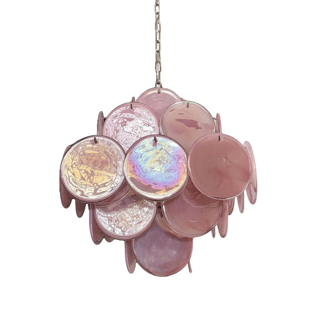 Aurora Chandelier Pink Disc Layered Artisanal