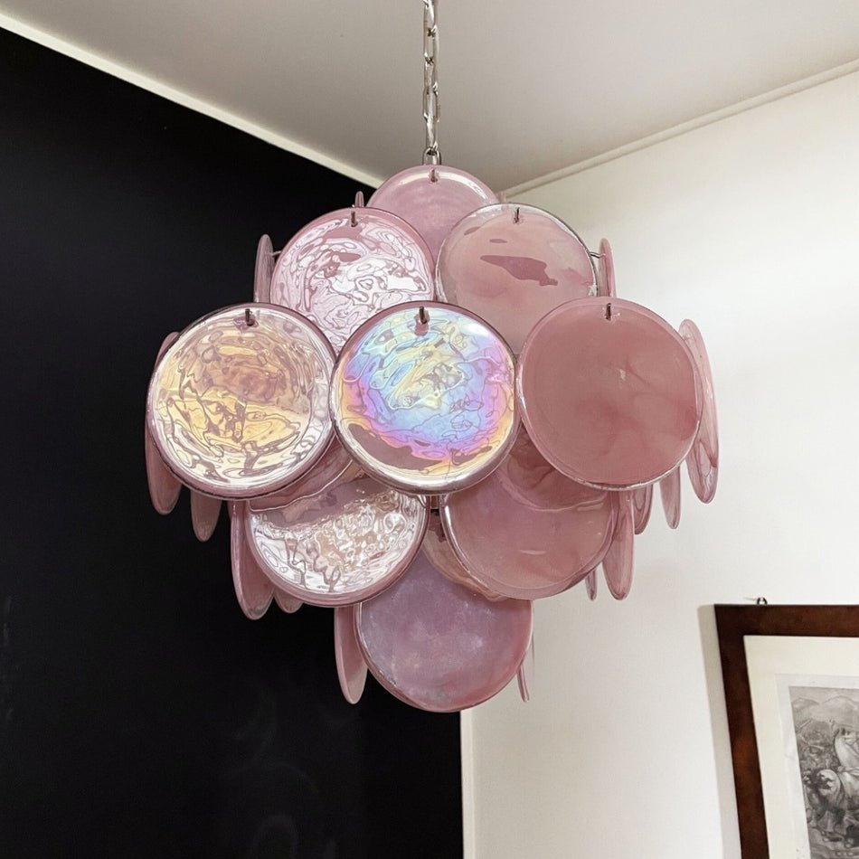 Aurora Chandelier Pink Disc Layered Artisanal
