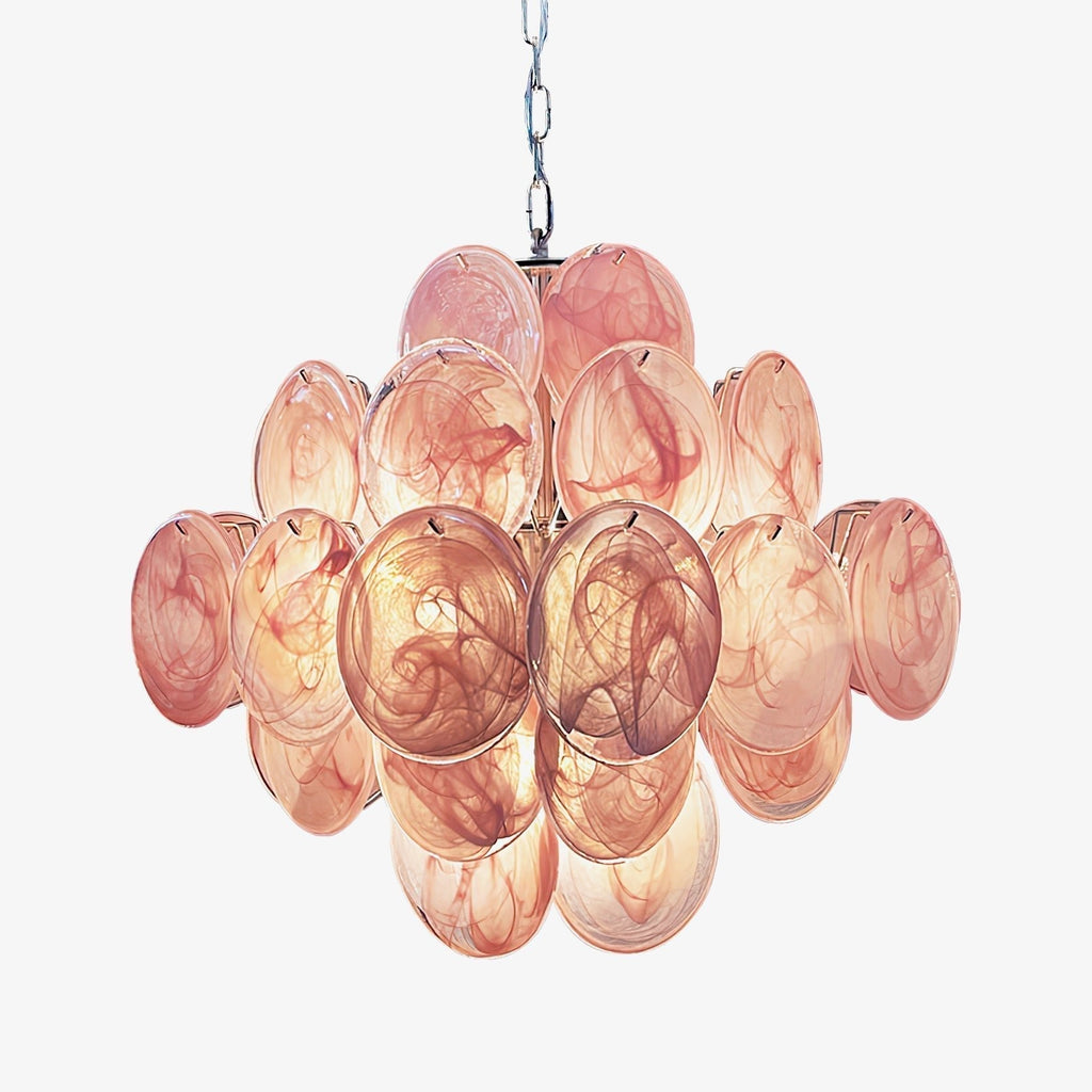 Aurora Chandelier Pink Disc Layered Artisanal