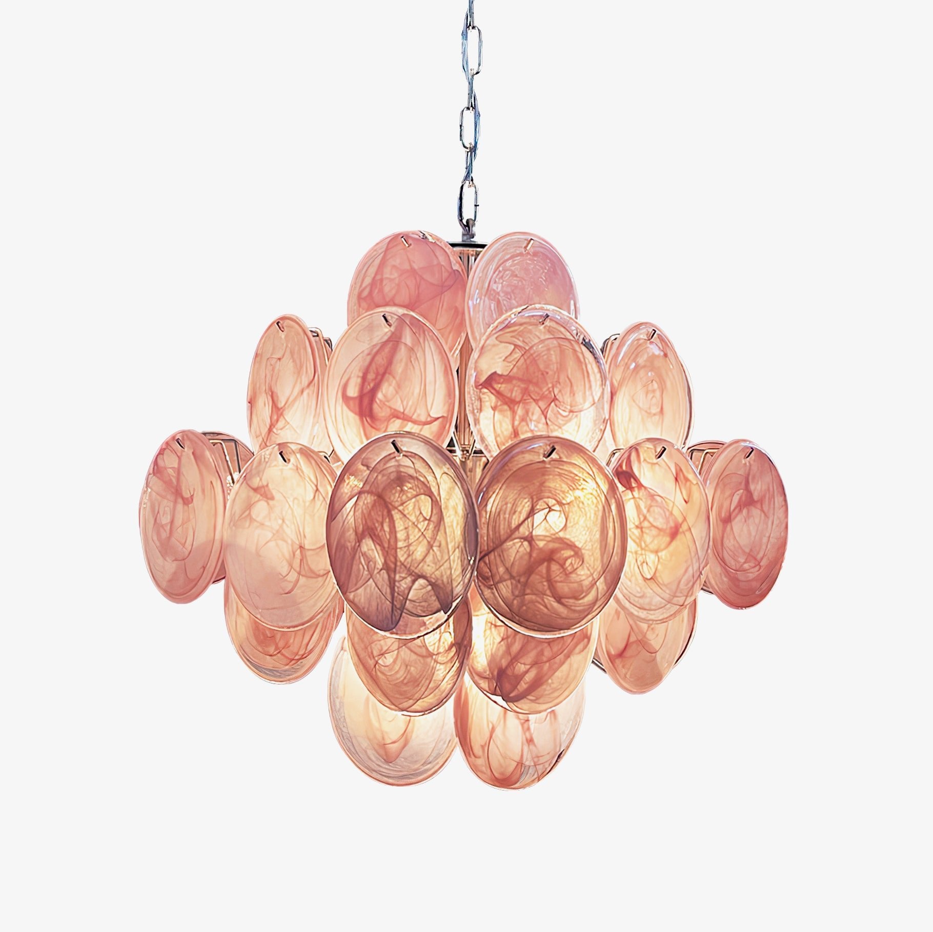 Aurora Chandelier Pink Disc Layered Artisanal