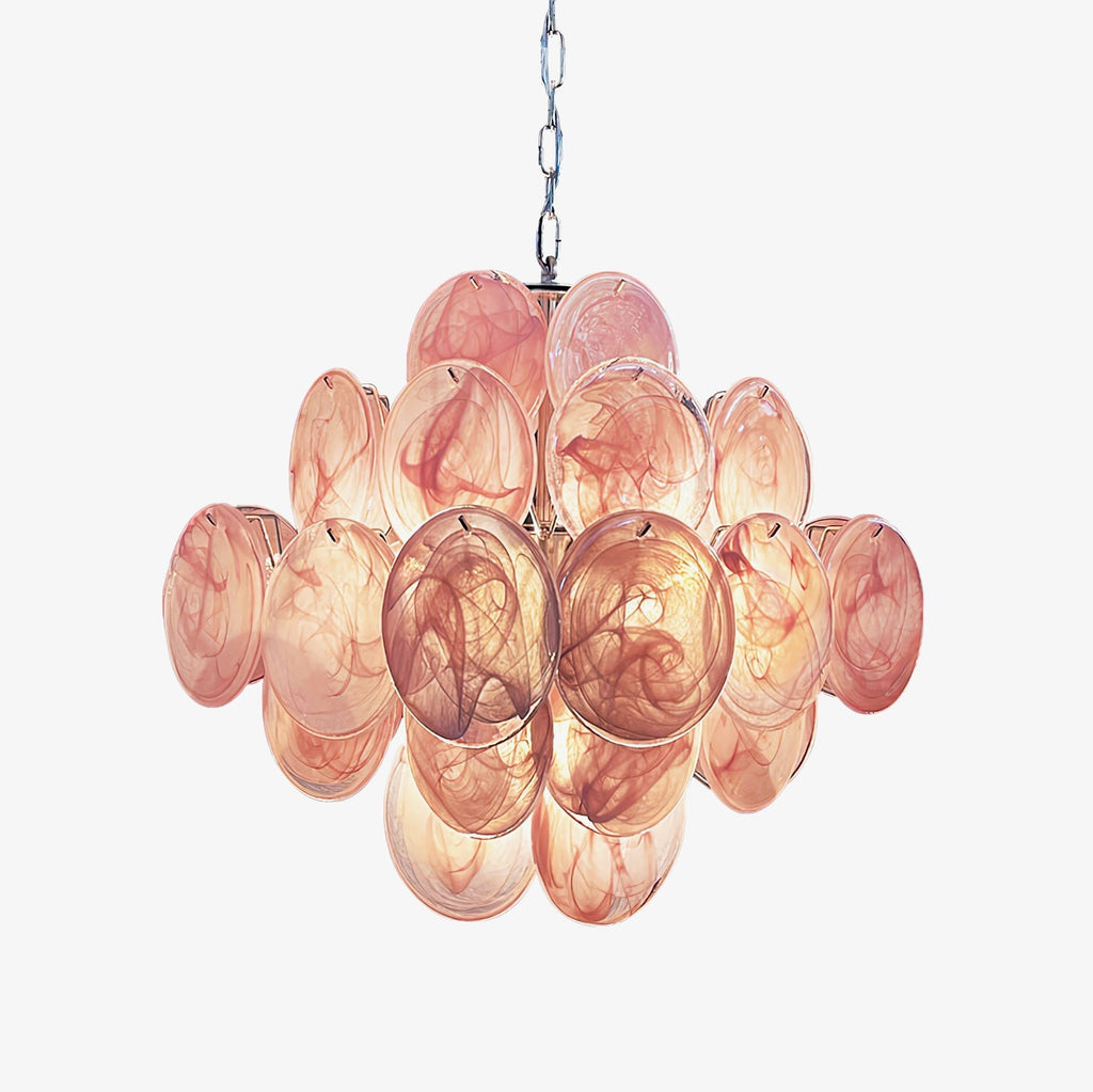 Aurora Chandelier Pink Disc Layered Artisanal