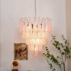 Aurora Chandelier Pink Dewdrop Cascading Romantic