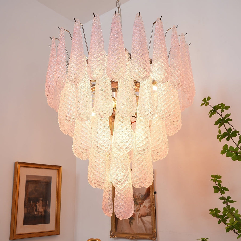 Aurora Chandelier Pink Dewdrop Cascading Romantic
