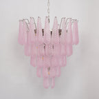 Aurora Chandelier Pink Droplet Murano Glass Diamond Pattern Waterfall