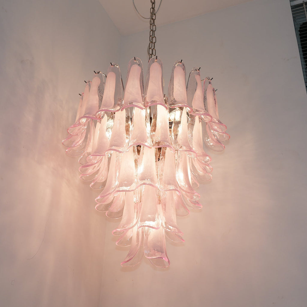 Aurora Chandelier Pink Murano Glass Petals Cascade