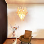 Aurora Chandelier Pink Murano Glass Petals Cascade