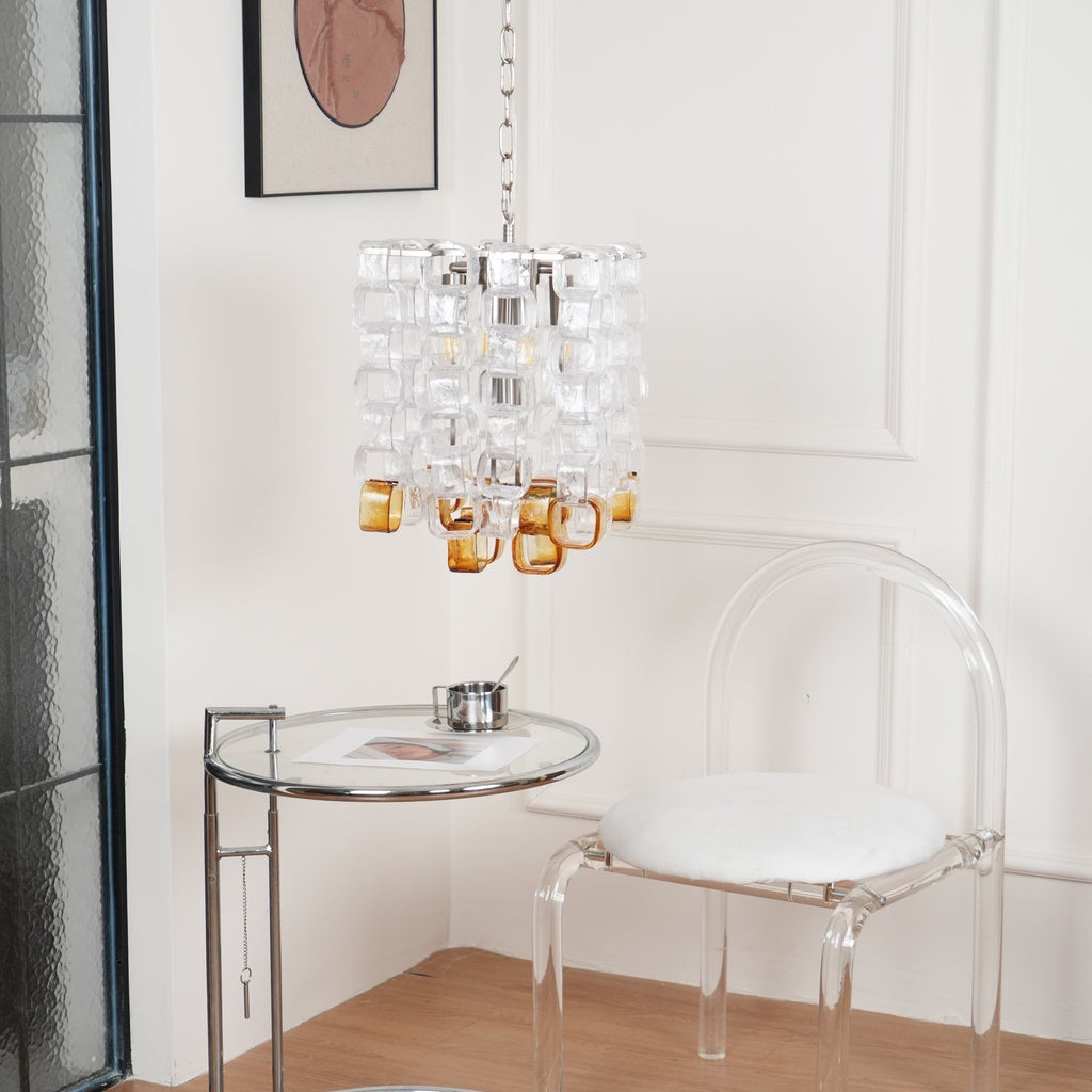 Aurora Chandelier Murano Glass Interlocking Geometric