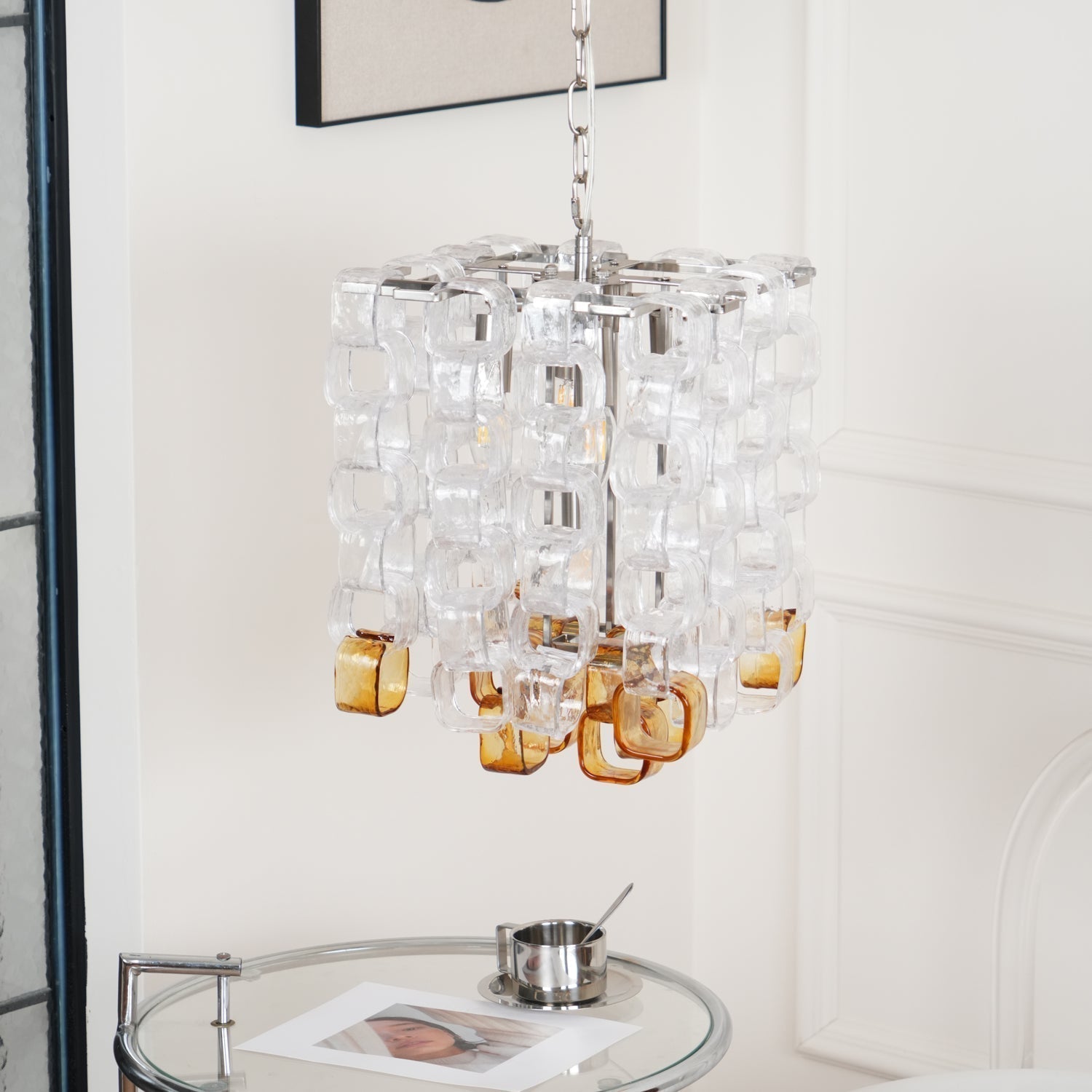 Aurora Chandelier Murano Glass Interlocking Geometric