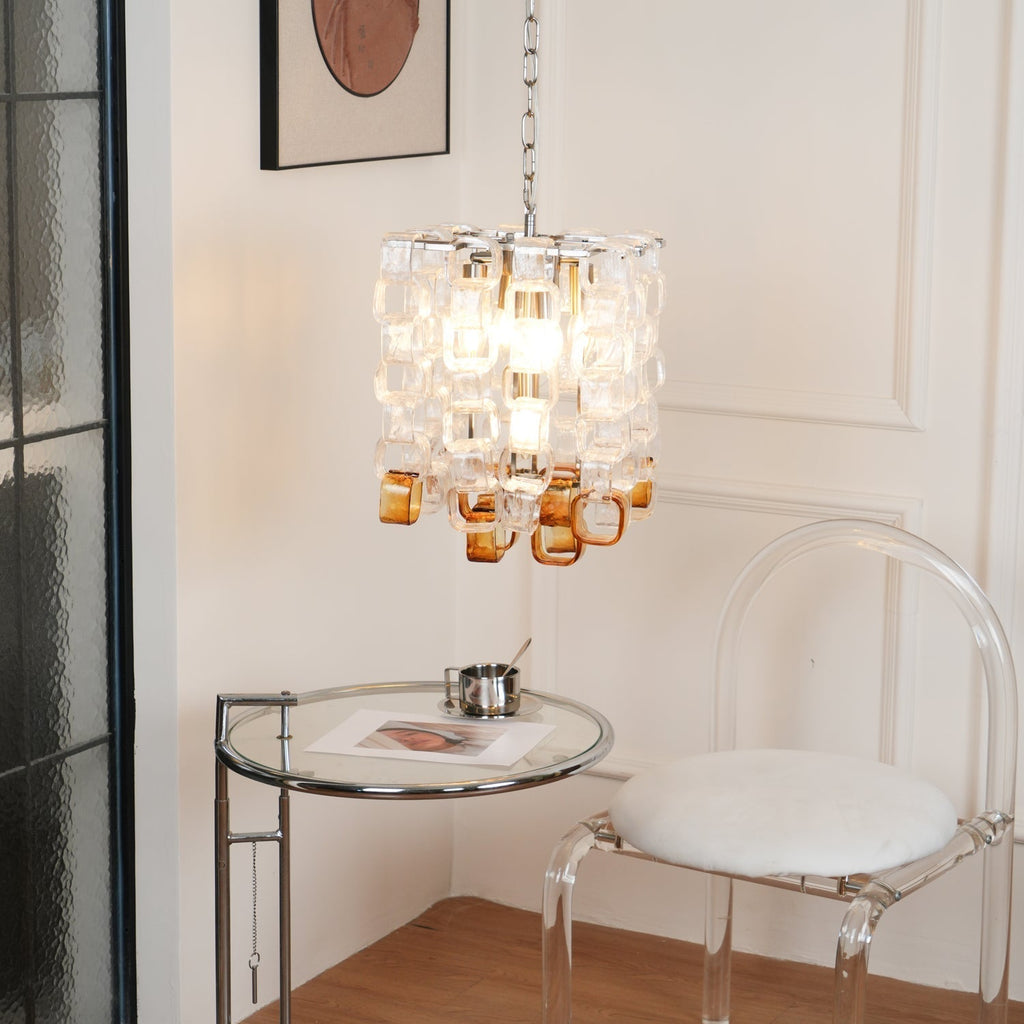 Aurora Chandelier Murano Glass Interlocking Geometric