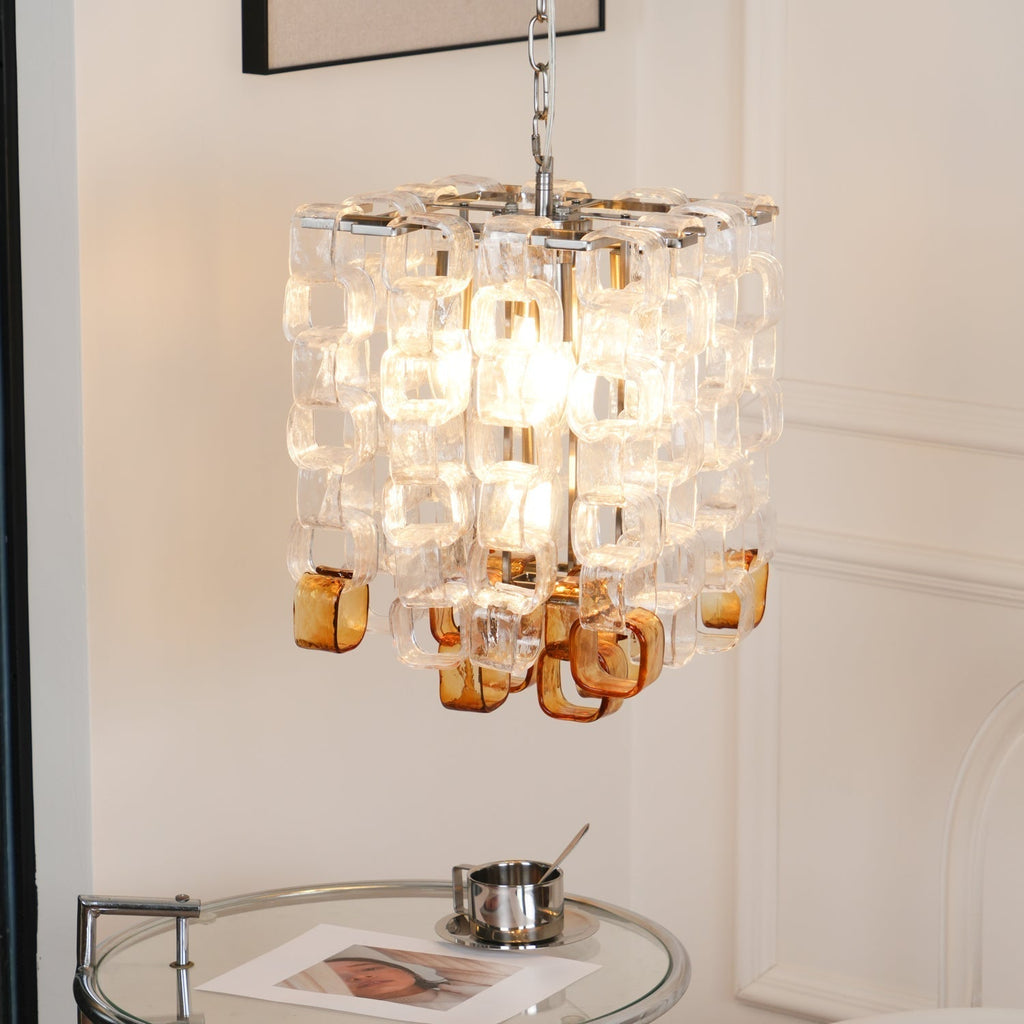 Aurora Chandelier Murano Glass Interlocking Geometric