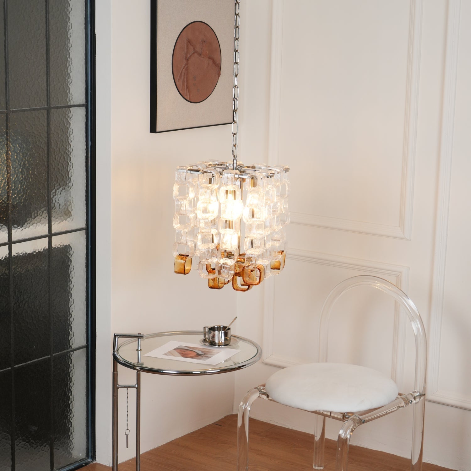 Aurora Chandelier Murano Glass Interlocking Geometric