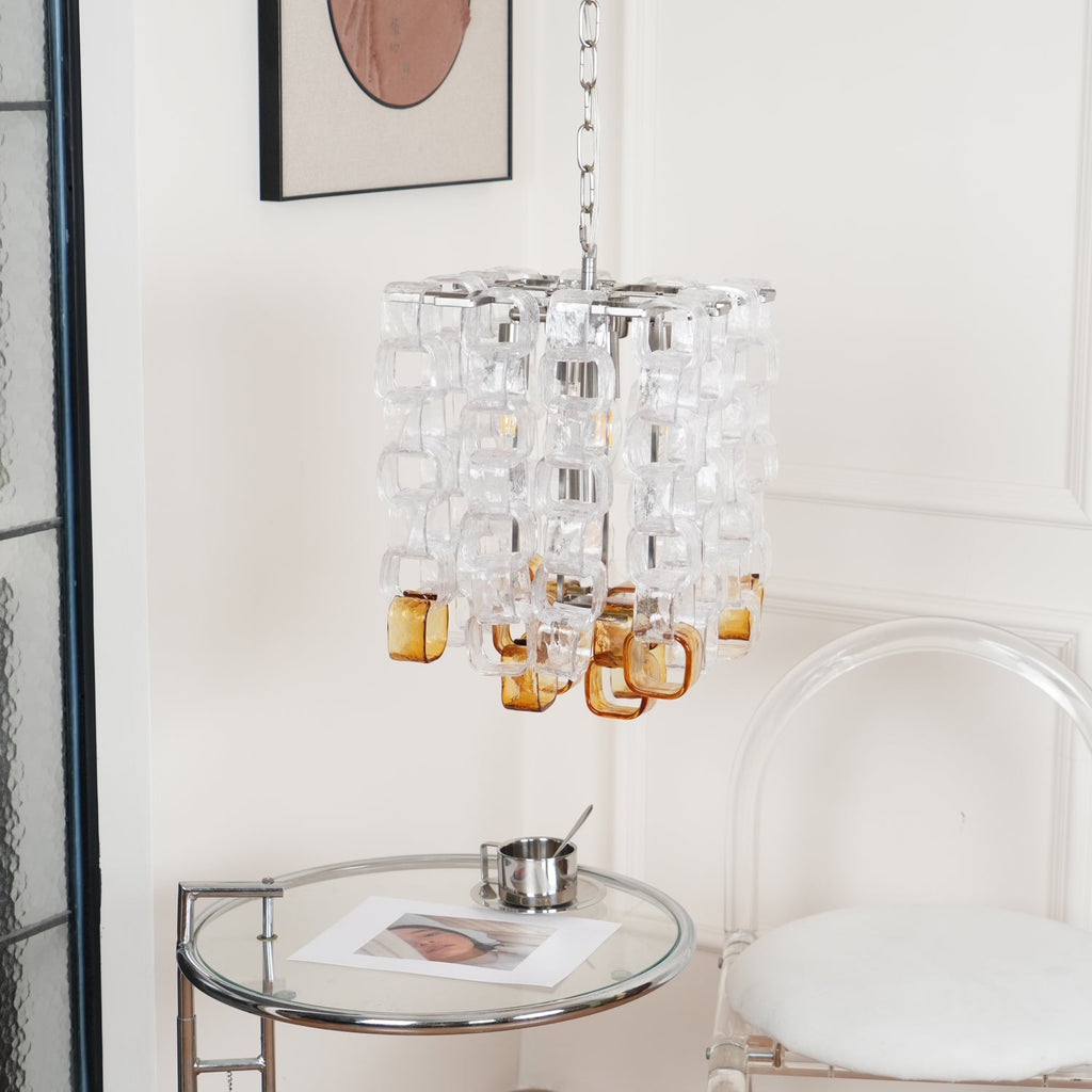 Aurora Chandelier Murano Glass Interlocking Geometric