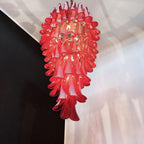 Aurora Chandelier Red White Murano Spiral Petals