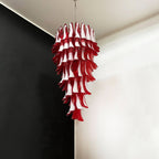 Aurora Chandelier Red White Murano Spiral Petals